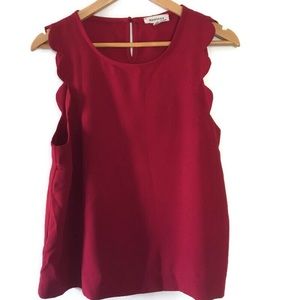 MONTEAU red scalloped sleeveless blouse X-large